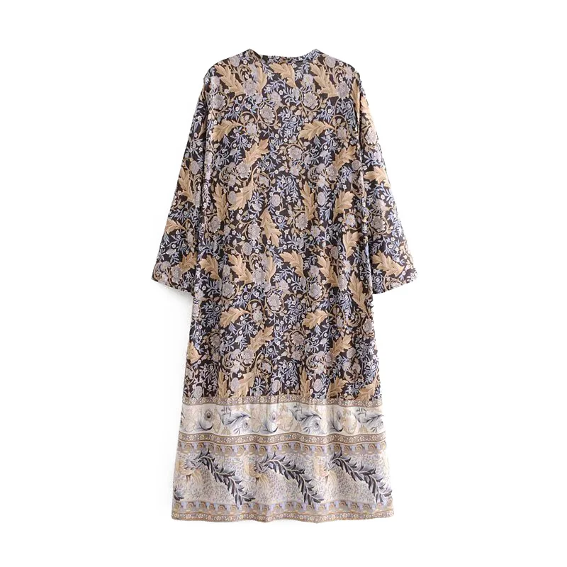 Boho шикарное летнее винтажное кимоно с цветочным принтом женская мода три