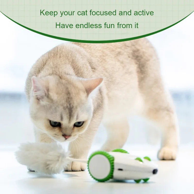 

Pet Electric Toy Smart Machine Electric Luminous Simulation Mouse Pet Cat Toys USB Charging Green Toy For Dog Automatic Toy