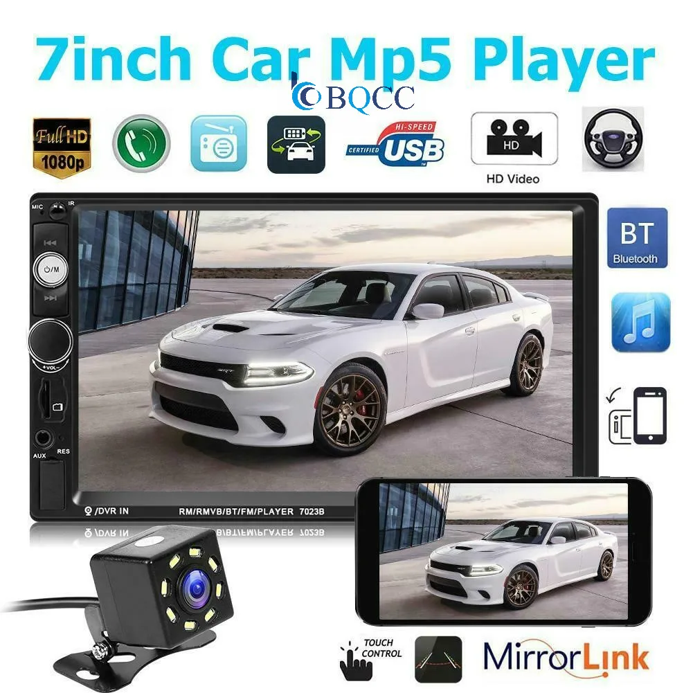  7 pollici HD Portatile A Doppio 2 Auto Lettore Audio Stereo Bluetooth Touch MP5 USB FM Ricevitore R