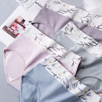 

Women's Briefs Comfortable Breathable Cotton Lingerie Women Underwear Ultra-thin Panties High Waist Underwear Print