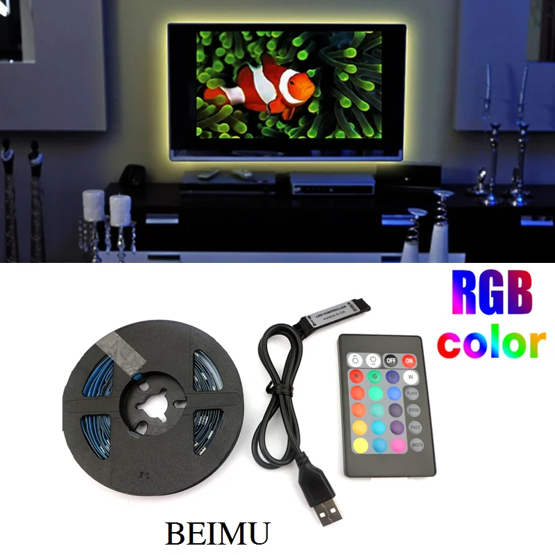 5 в SMD 5050 Светодиодная лента USB лампа RGB подсветка ТВ не Водонепроницаемая 16