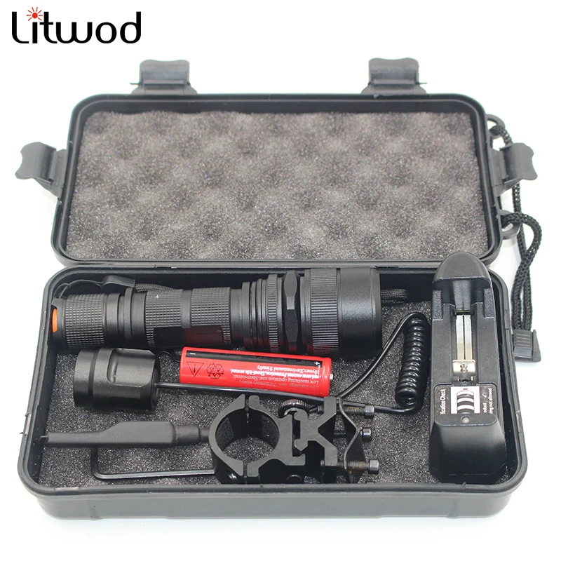 Litwod z45 USB Перезаряжаемый светодиодный фонарик XM-L2 U3 5000лм зум Алюминиевый дистанционный переключатель светодиодный тактический фонарь для