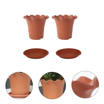 

4pcs Breathable Plastic Durable Flower Pot with Tray Gardening Planter with Tray Plant Pot Flower Pot for Balcony Outdoor Patio