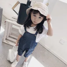 A mu hou Детская летняя джинсовая ткань на подтяжках для младенцев повседневные брюки на подтяжках детские шорты