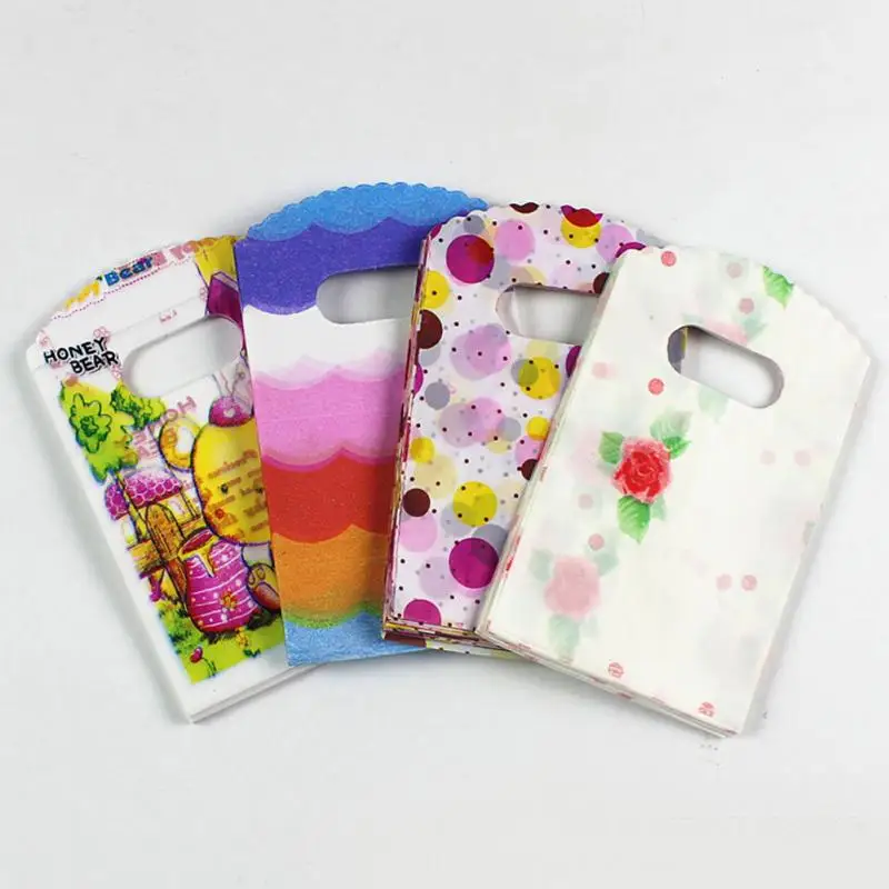 50PCS Wholesale Lot 15X9CM Pretty Mixed Pattern Plastic Gift Shopping Candy  Bag HER
