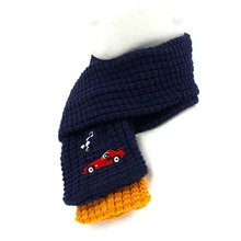 Корейский Winghouse Детский шарф для мальчиков с милым мультяшным автомобилем, теплая осенне-зимняя вязаная модная комбинированная удлиненный глушитель