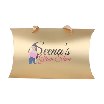 

Colorful logo name printing packaging paper box for underwear hair extensions bundles wigs ribbon handle pillow paper boxes