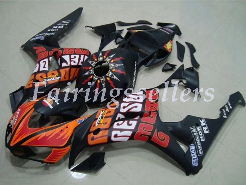 Литьевая Форма ABS Полный комплект обтекателя Подходит для Honda CBR1000RR 06 07 2006 2007 1000RR Обтекатели красный черный Rossi - Цвет: Red Black Rossi