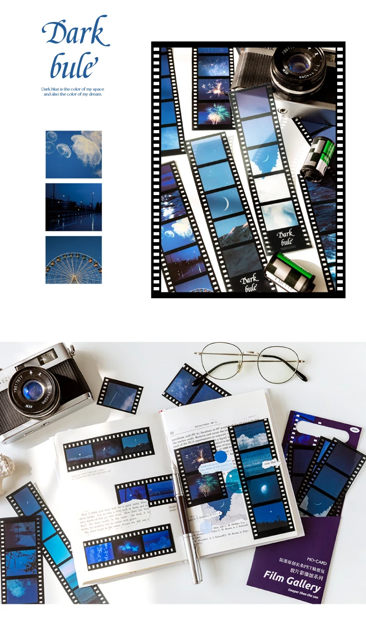 Mr Paper 8 Designs PET White Ink Strip Sticker Pack Film Image Gallery Series Creative Handbook DIY Decorative Sticker