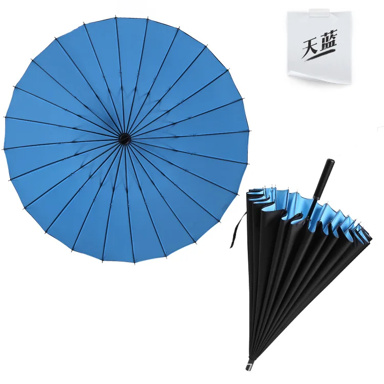 Мужской качественный двойной Ветрозащитный Зонт 24K из стекловолокна с длинной ручкой, большой зонт для гольфа, подарки для женщин, дорожный Зонт от дождя - Цвет: blue