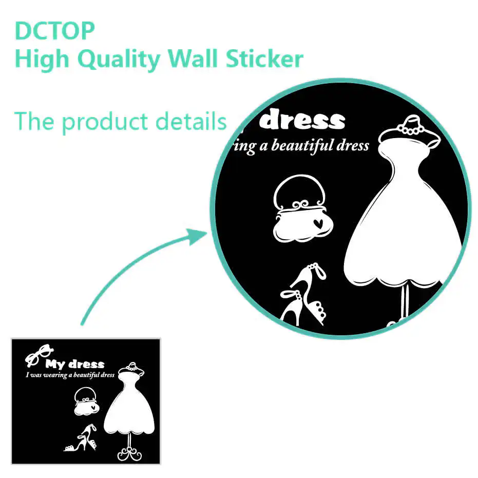 Wearing Beautiful Dress High Heels Sticker Inspiration Quote Vinyls Decals on Wall Wardrobe decoration Kids girl Room Home Mural (2)