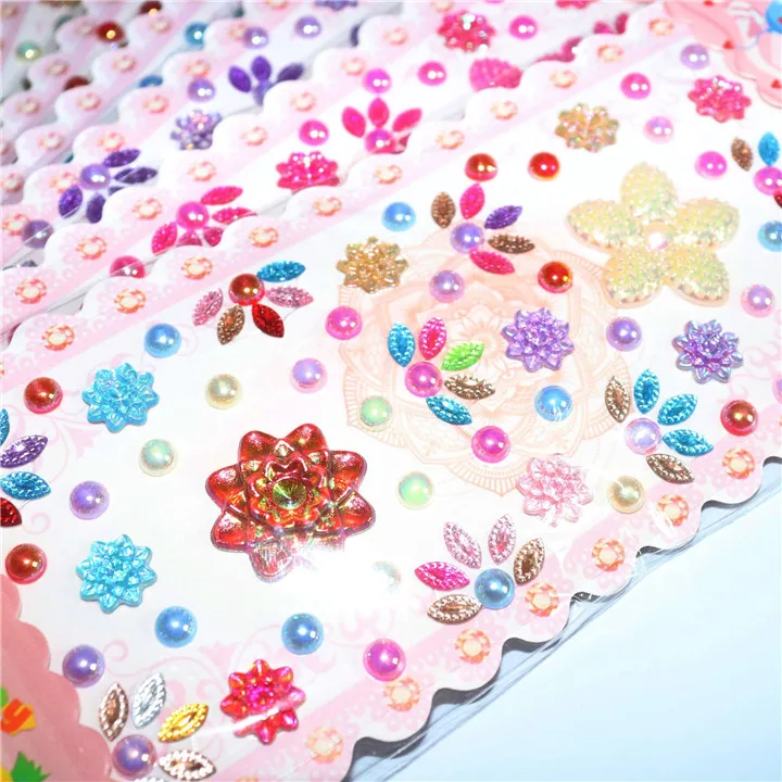 4  Colorful Rhinestones Starfish Flower Sticker Diy Jewelry Pineapple Lip Resin Diamond Sticker For Women Phone Nails Decor
