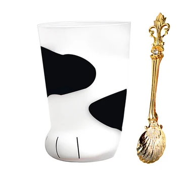 

Cat Paws Cups Creative Cute Glass Cats Paws Mug Office Coffee Mug Tumbler Breakfast Milk Porcelain Cup With Cat Spoon