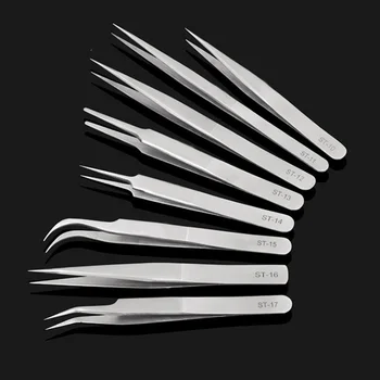 

Stainless Steel Genuine Tweezers Eyelash Extensions Straight Different Beauty Curved Pointed Fine Style Nail Makeup Nippers M7J5