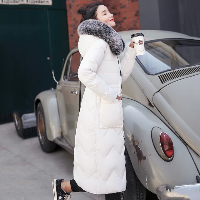 US $205.00 Two Sides Women Winter Jacket With Fur Long Padded Warm Coat Parka