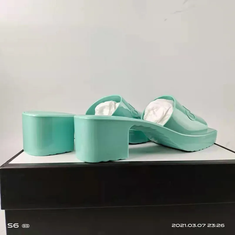New Link G Lady Slippers Flip Flops Slides Shoes Woman Ladies Patent Genuine Leather Slippers High Quality Luxury Packaging