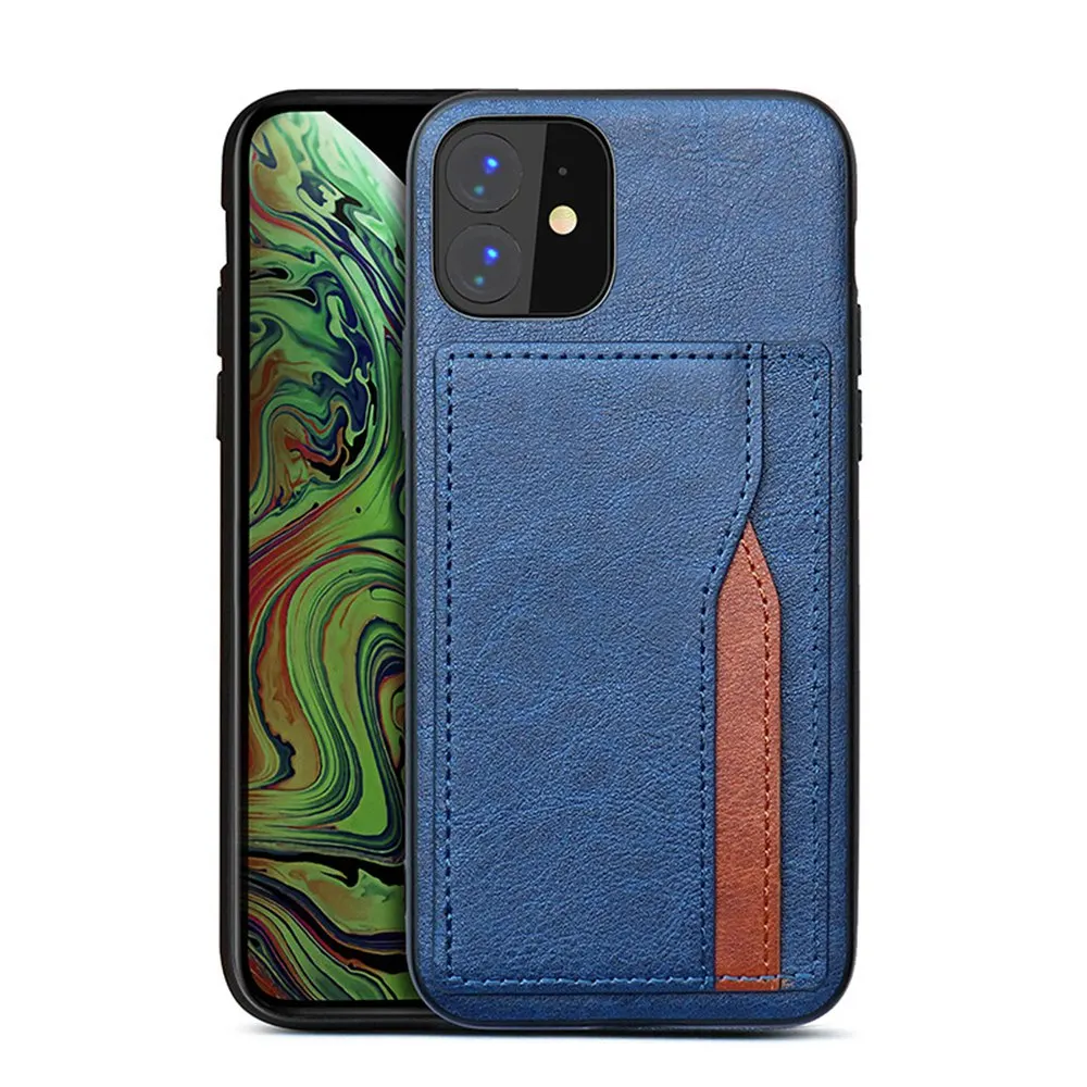 Eqvvol Ретро Чехол из искусственной кожи для iPhone 11 Pro MAX Чехол-бумажник с несколькими картами для iPhone X XS MAX XR 11 противоударный чехол - Цвет: Blue