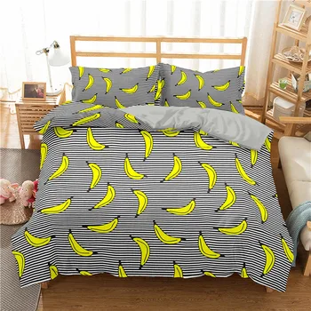 

ZEIMON 3D Home Textiles Fruit Duvet Cover Banana Strawberry Mango Printing Bedding Set Microfiber Bedclothes Single Size Bed Set