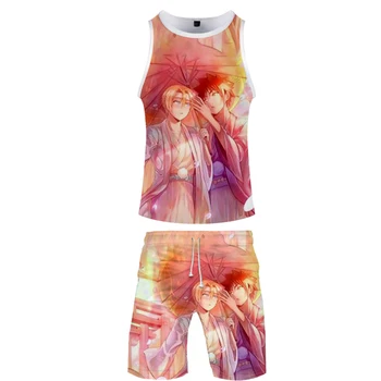 

2019 Food Wars two piece set tank top and shorts Harajuku men tank top streetwear Food Wars basketball Sleeveless streetwear
