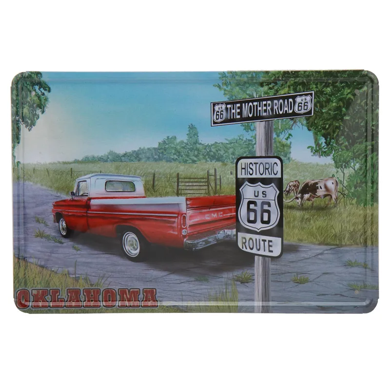 US Route 66 винтажная жестяная вывеска Тинтин Бар Паб вверх металлическая пластина плакат Настенный декор знаки живопись услуги ретро-наклейки 8x12 дюймов H19 - Color: E