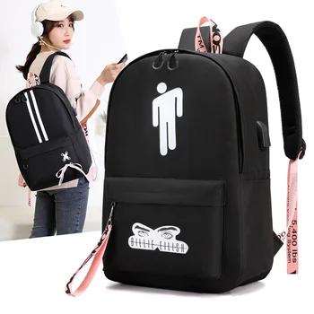 

Billie Eilish New Backpack Teenager Boys/girls School Bags Waterproof Oxford USB Charger Women/Men Travel Mochila Escolar
