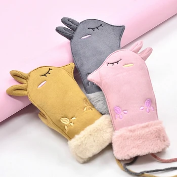 

2019 New Children Outdoor Warm Gloves High Quality Cartoon Velvet Suede Winter Gloves Girls Boy Kids Thicken Full Finger Mittens