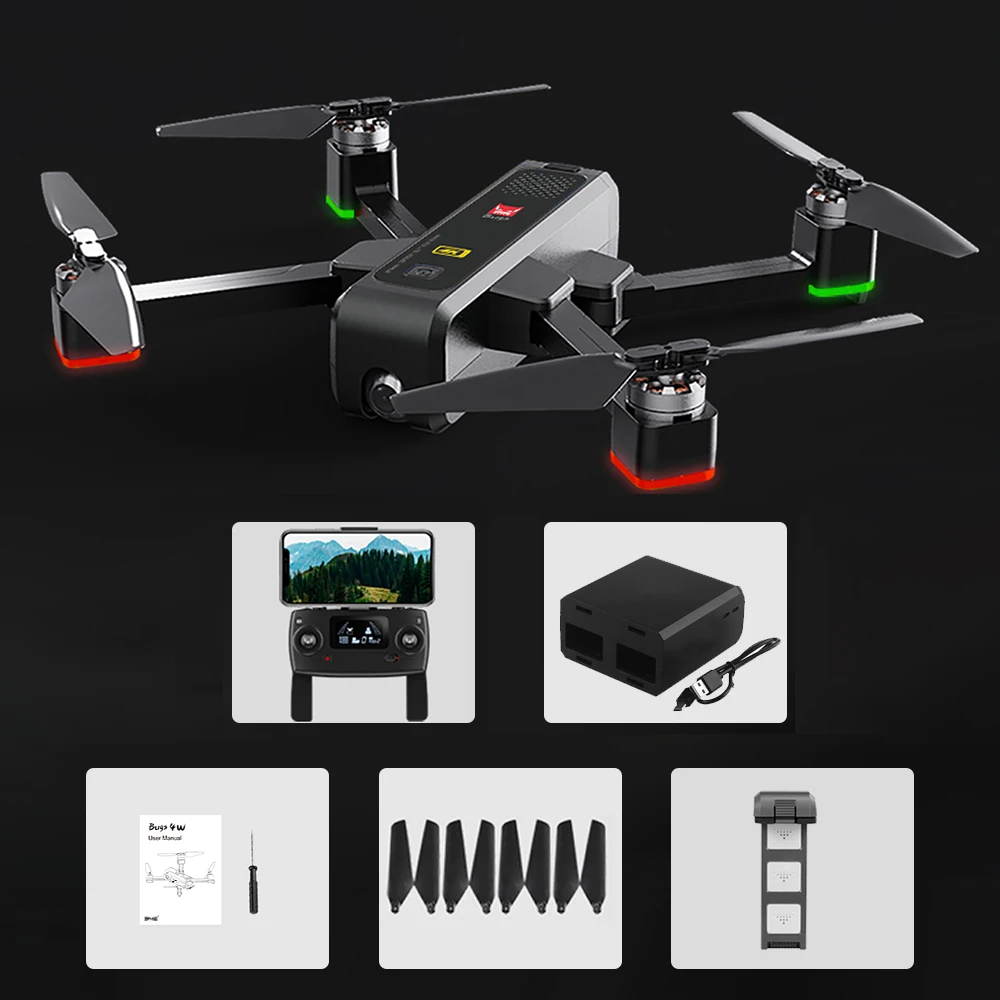 Black 1B with box MJX Bugs 4W B4W Дрон с камерой 4K 5G wifi FPV gps 20 минут время полета оптического потока позиционирования RC Квадрокоптер Дрон игрушка VS MJX B5W - Цвет: Black 1B with box