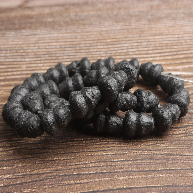 12x10mm 29beads Lan Li, модные натуральные ювелирные изделия, черный камень лавы, свободные бусины, сделай сам, женский браслет, ожерелье, серьги-гвоздики, аксессуары - Цвет: 12x10mm 29beads