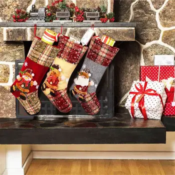 

Toyvian 3PCS New Christmas Stockings Gift Bags Home Hanging Decorative Candy Pouch Socks Christmas Socks Red Gift Bag Decor A2