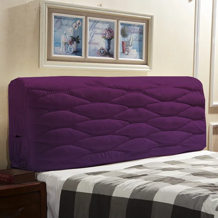 Европейский стиль, плетеный чехол для кровати, утолщенный защитный чехол, кожаная кровать, полная посылка, эластичная изогнутая спинка, пылезащитный чехол - Цвет: Deep purple