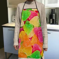 Custom Candy Pattern Kitchen Apron Dinner Party Cooking Apron Adult Baking Accessories Waterproof Fabric Printed Cleaning Tools 2