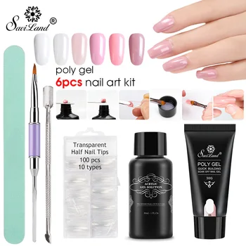 

Saviland 11pcs/set New Nails Kit DIY Manicure Art Uv Gel Manicure Tips Nails Quick Builder Extension Poly Gel Set