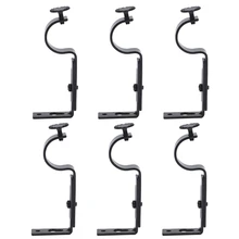 

6Pcs Black Color Adjustable Curtain Rod Brackets Premium Steel Rod Bracket For Walls Curtain Rod Holder