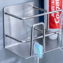 Настенный Stick Ванная комната Зубная щётка для хранения Нержавеющая сталь предметы домашнего обихода держатель для зубной пасты и для зубной щетки полка, туалетный коробка для хранения