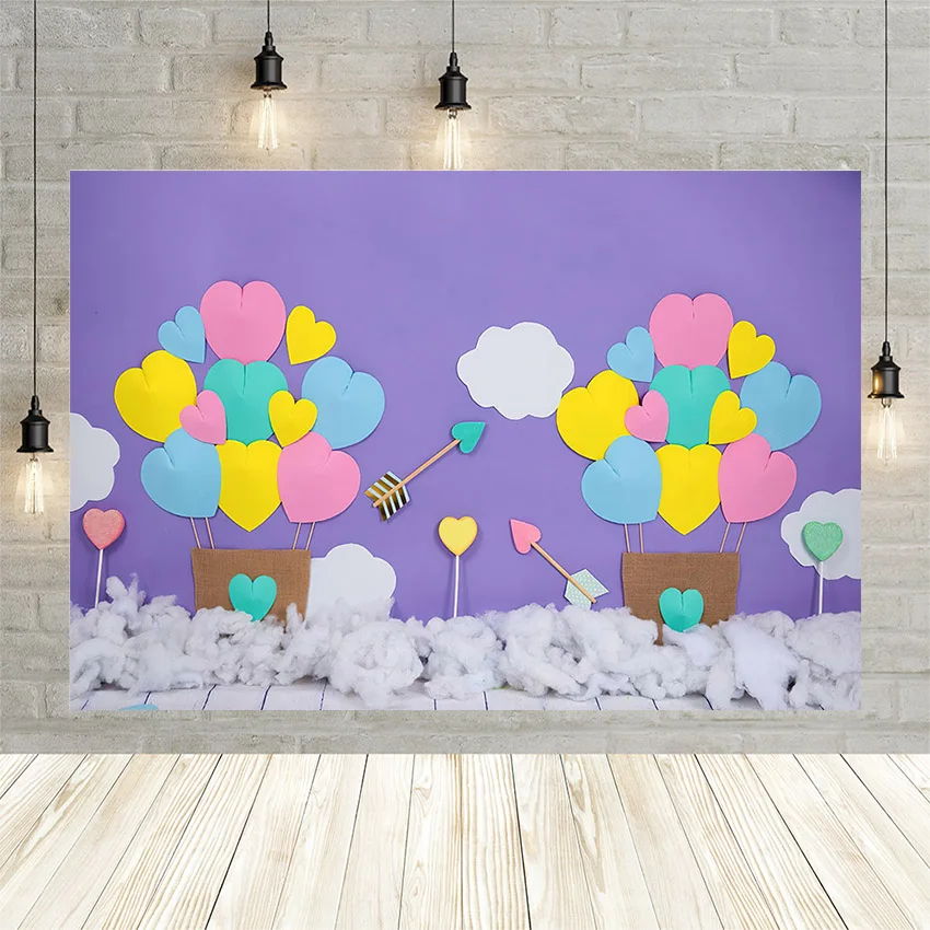 

Mehofond Paper Love Photo Background Arrow Cotton Photography Backdrops Purple Baby Shower Birthday Party Photophone Studio Prop