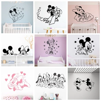 

Kawaii Wall Sticker Mickey Mouse Minnie Mouse Sweet Dreams Wall Paper For Nursery Kids Room Decoration Girls Bedroom Home Decor