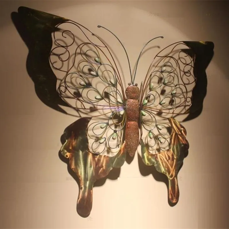 

72cm Retro Big Butterfly Wall Decoration Creative 3D Stere Wrought Iron Hallway Living Room Background Mural Wall Hanging R4170