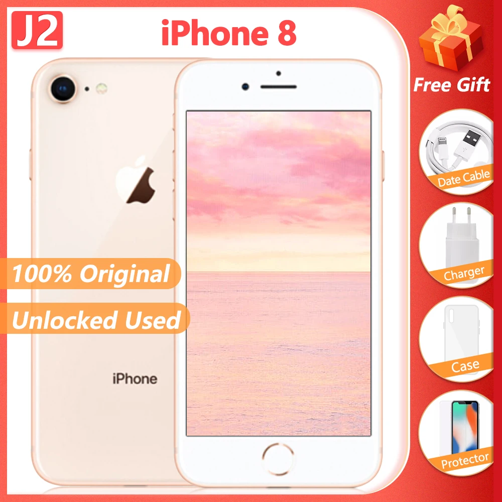 100% Оригинальный Смартфон Apple iPhone 8 2 ГБ + 64 ГБ/256 Гб 4 7 дюйма iOS A11 шестиядерный 4G LTE