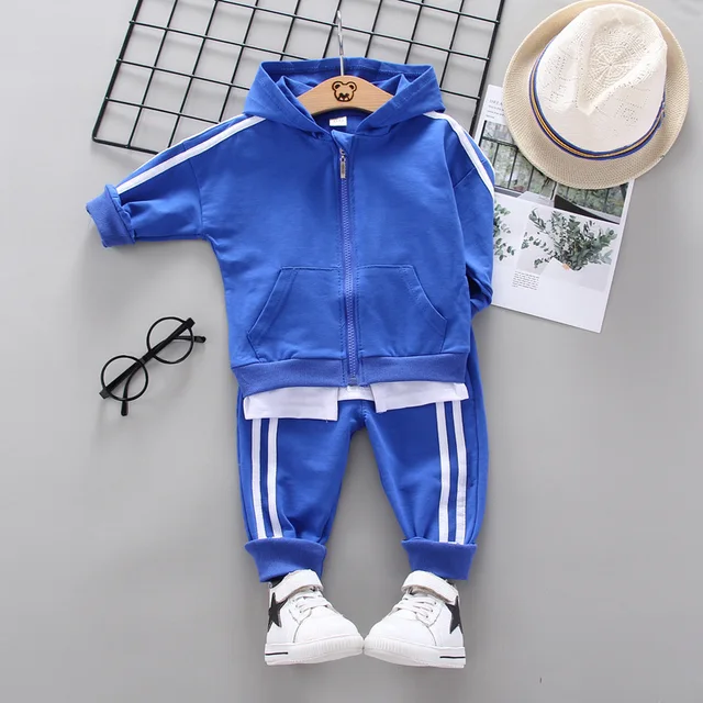 Fashion Spring Autumn Baby Girl Clothes Children Boys Casual Letter Jacket Pants 2Pcs/set Toddler Cotton Costume Kids Tracksuits XHlatiaomaoF Blue