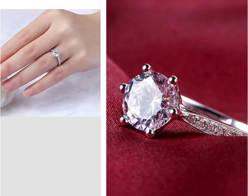 Кольцо Solitaire Soild 925 пробы серебряные ювелирные изделия 1ct китайский Муассанит искусственные обручальные кольца для женщин