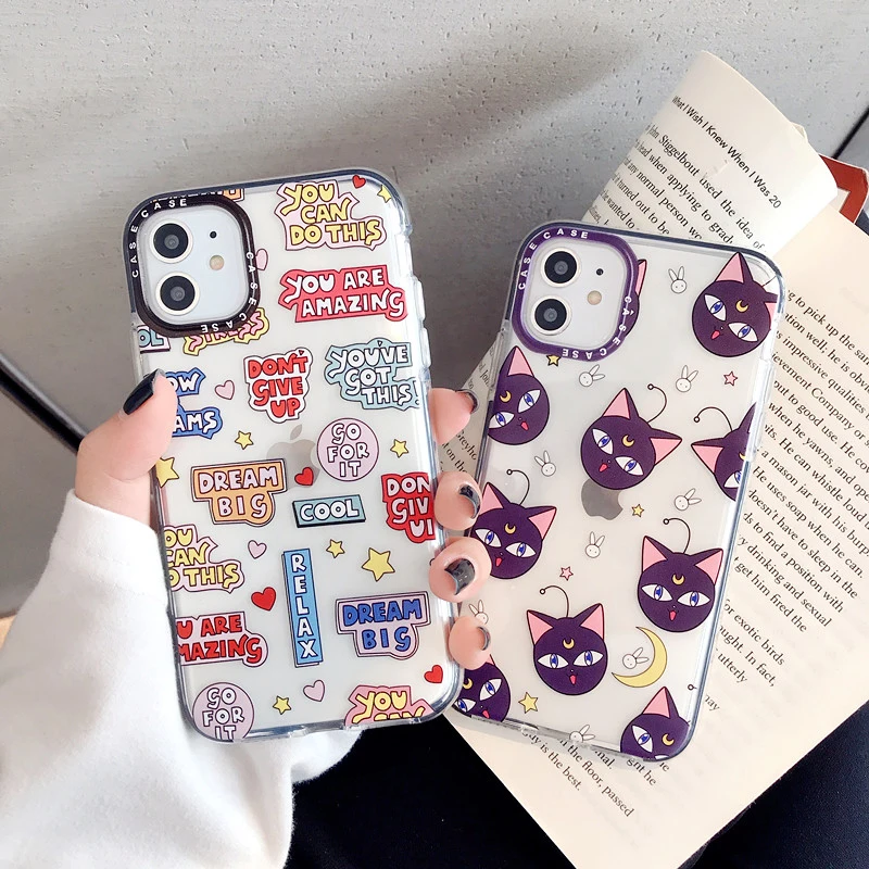 Милый цветной бампер с изображением Луны и кота защитный чехол для телефона iPhone 11