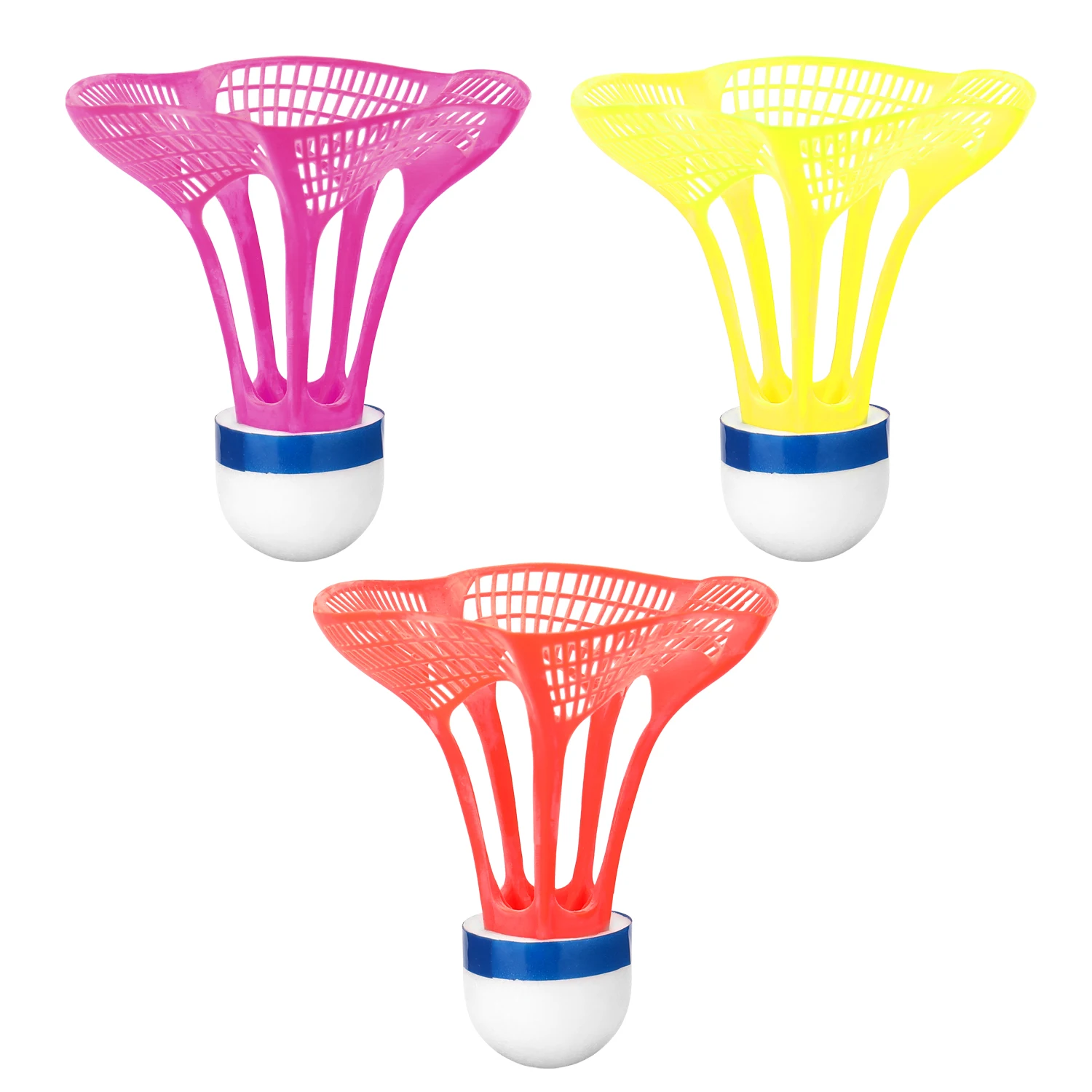 3pcs/Pack Outdoor Badminton Airshuttle Plastic Nylon Ball for Training 3 Pcs Feather Shuttlecock Birdies Resistance To