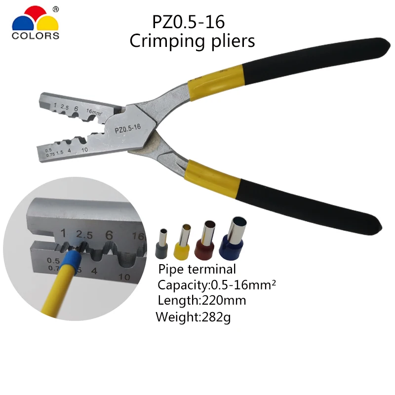 

PZ0.5-16 Crimping Tool Crimping Pliers For Terminals，Clamps Pliers Electrical Tubular Terminals Box 0.5-16mm2 Tool Set