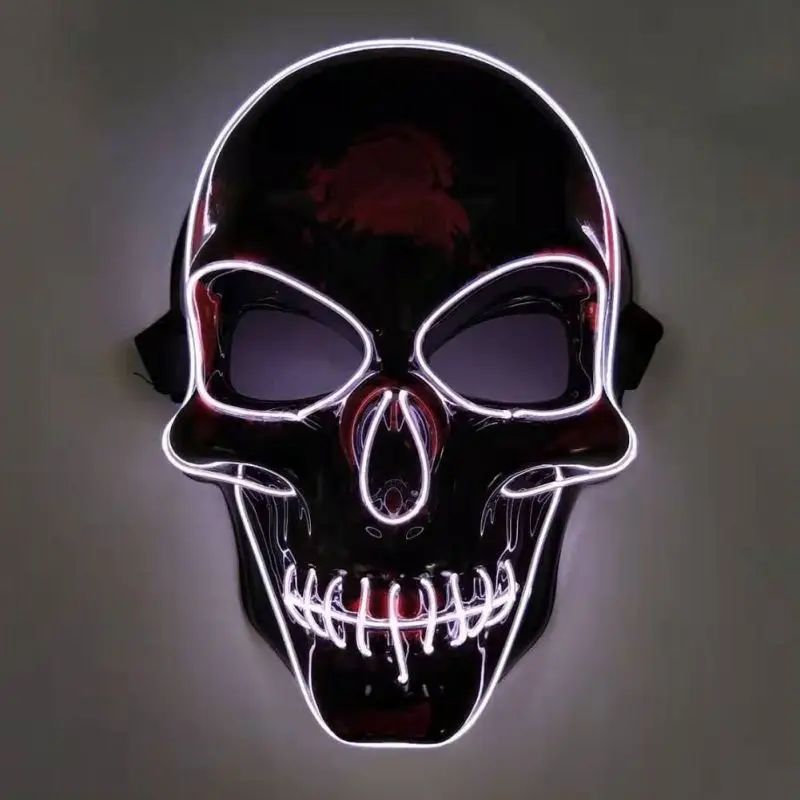 Halloween Skeleton Mask LED Illuminated Scary EL-Wire Mask Light Up Festival Cosplay Costume Supplies Party Mask Glowing Props