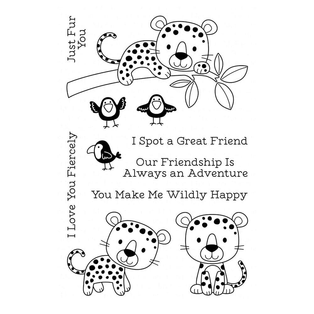 Loveable leopards прозрачный силиконовый штамп/печать для DIY скрапбукинга/фотоальбома декоративный прозрачный штамп
