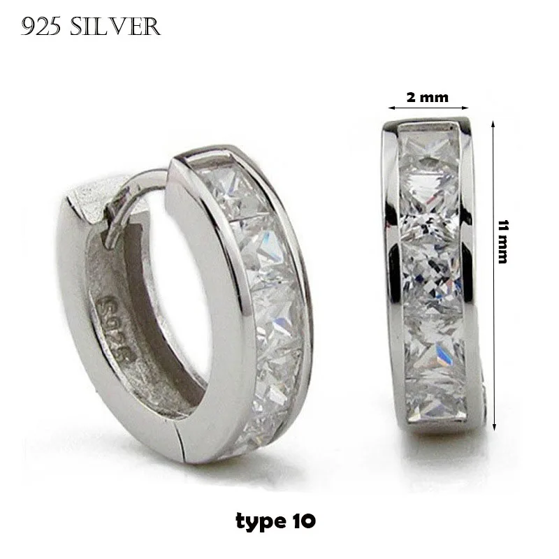 Новые модные простые серьги-кольца, серьги-гвоздики с 925 пробы кристаллами, циркониевые сережки, серебряные серьги-гвоздики для женщин, женские ювелирные изделия