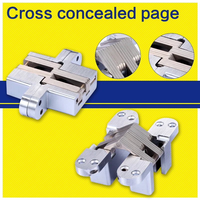 

Myhomera Stainless Steel Hidden Hinges 15kg 13*60mm Built-in Concealed Cross Heavy-loading Folding Door Hinge Furniture Hardware