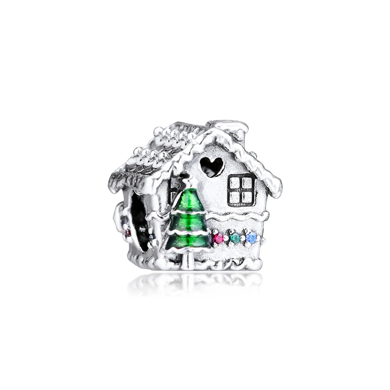 DIY Подходит для Pandora шармы браслеты пряничный домик бусины 925 пробы-серебро-ювелирные изделия