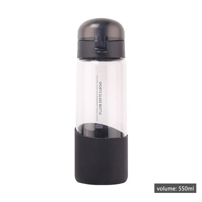 Black Upspirit 550 мл стеклянная бутылка для воды с чайным фильтром Высокая емкость питьевой чайник стакан портативный протеиновый спортивный шейкер посуда для напитков - Цвет: Black