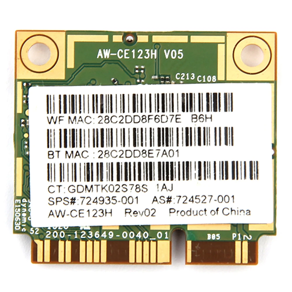 Двухдиапазонный AzureWave AW-CE123H BCM4352 BCM94352HMB Половина мини PCIe 802.11AC 867 Мбит/с беспроводной WiFi WLAN Bluetooth pci сетевая карта